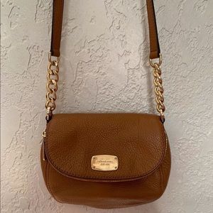 Michael Kors Brown and Gold Pebble Leather Crossbody